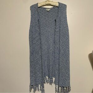EST. 1946 Vest long duster sweater cardigan in blue marled yarn Medium